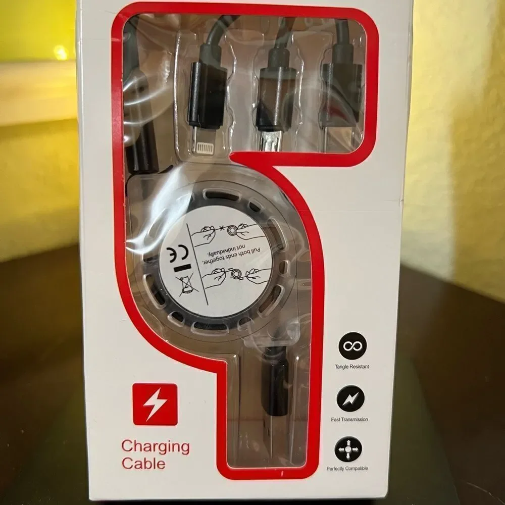 3 in 1 TPE Charging Cable - Black #YC